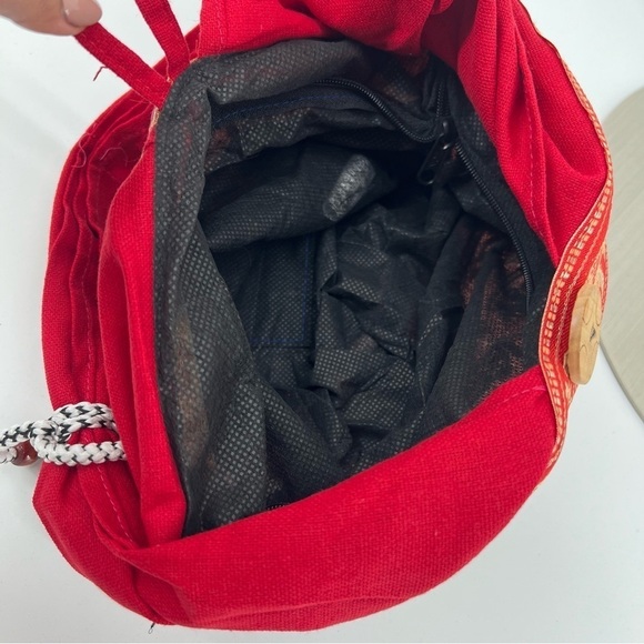 Artisan Ethnic Elephant Print Canvas Boho Shoulder Bag in Red - Picture 8 of 8